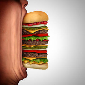 Graphic image illustration of binge eating disorder.