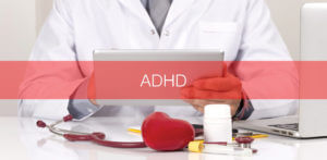 ADHD text overlay a therapist image.